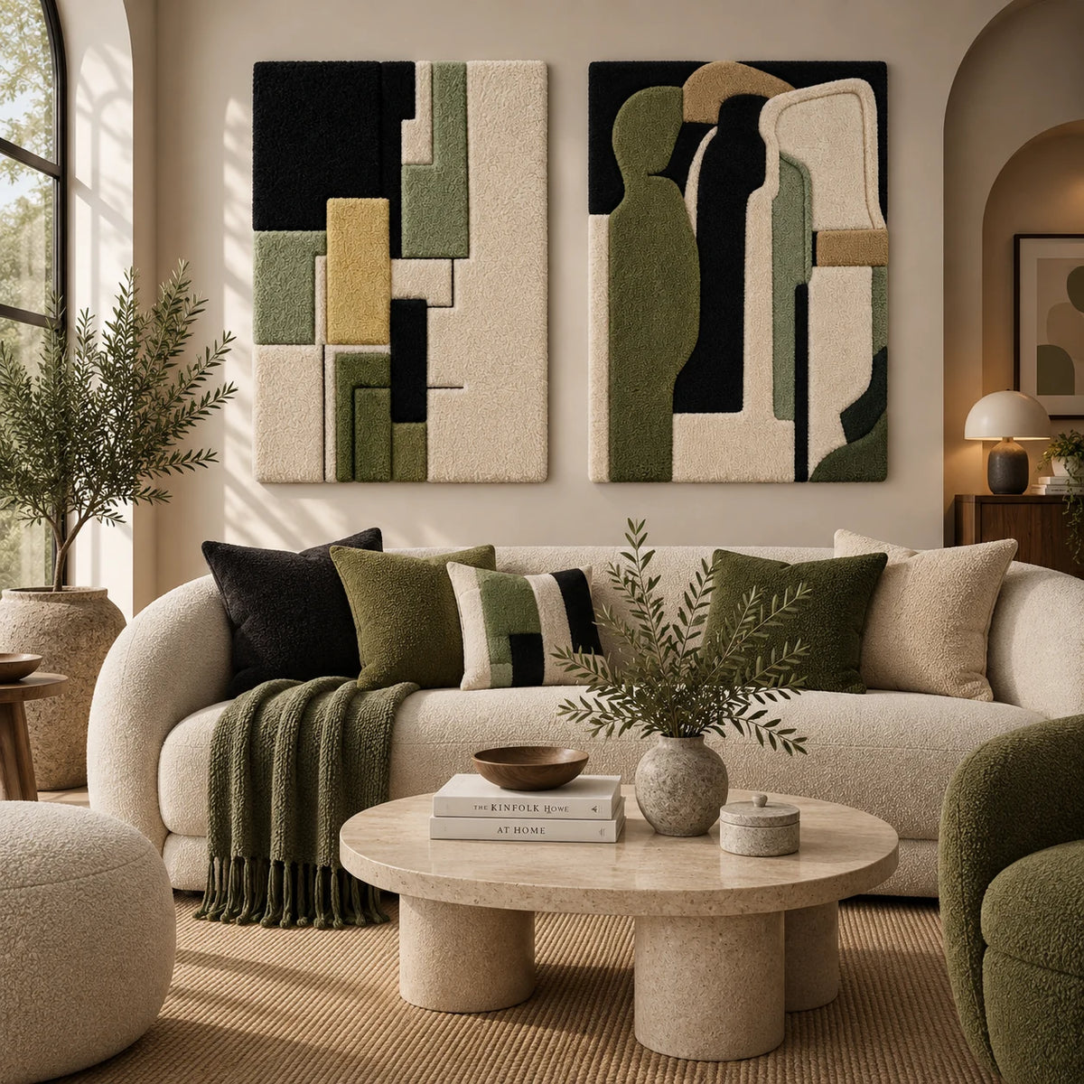 Meadow Blocks × Quiet Olive Monoliths paired wool wall art in a styled room — Quiet Olive Architecture