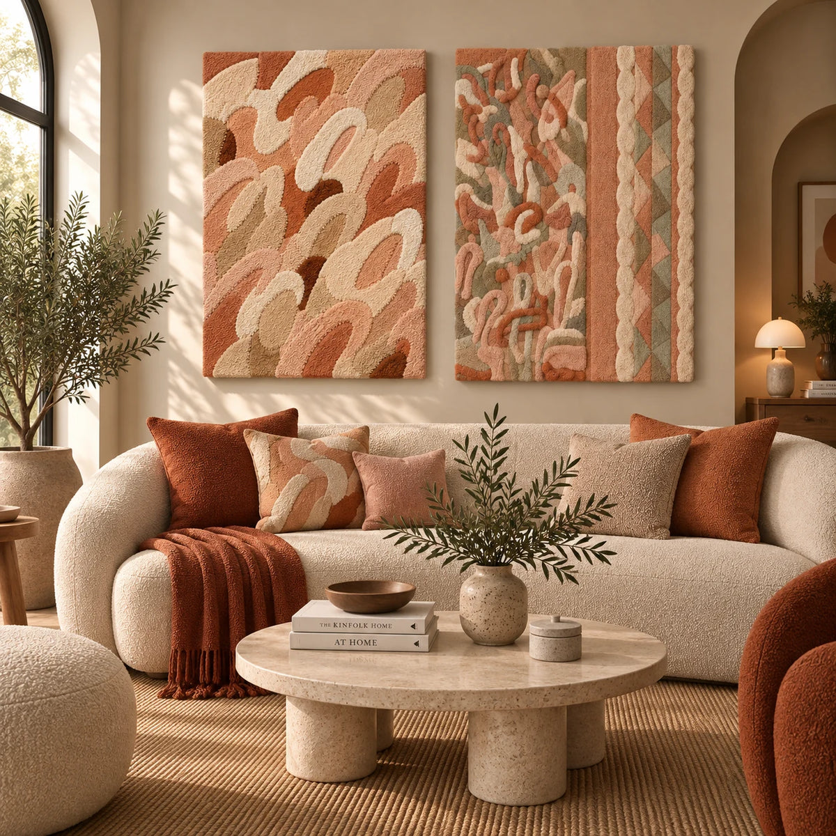 Blush Scales × Blush Woven Passage paired wool wall art in a styled room — Blush Woven Passage