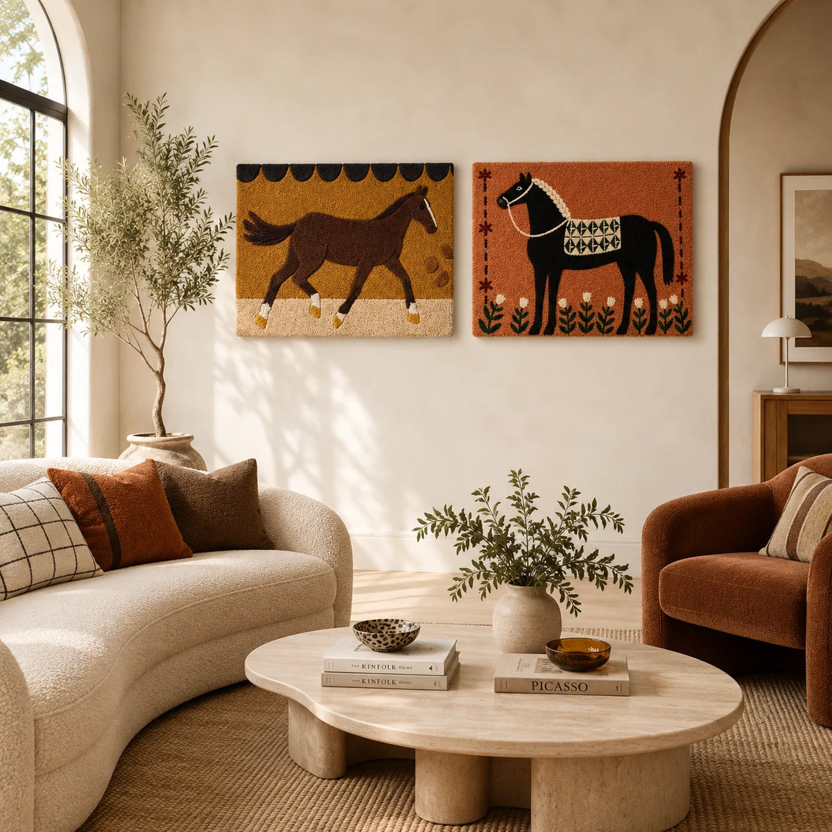Copper Gallop × Gilded Willow paired wool wall art in a styled room — Copper Company