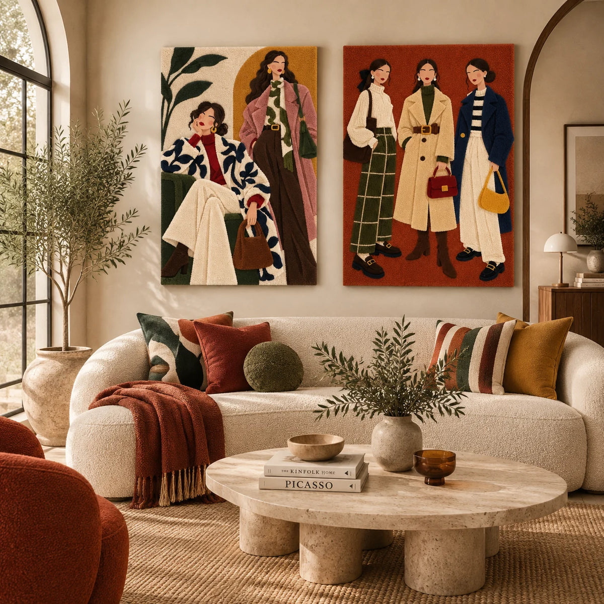 The Afternoon Edit × Three in the City paired wool wall art in a styled room — Earth City Companions
