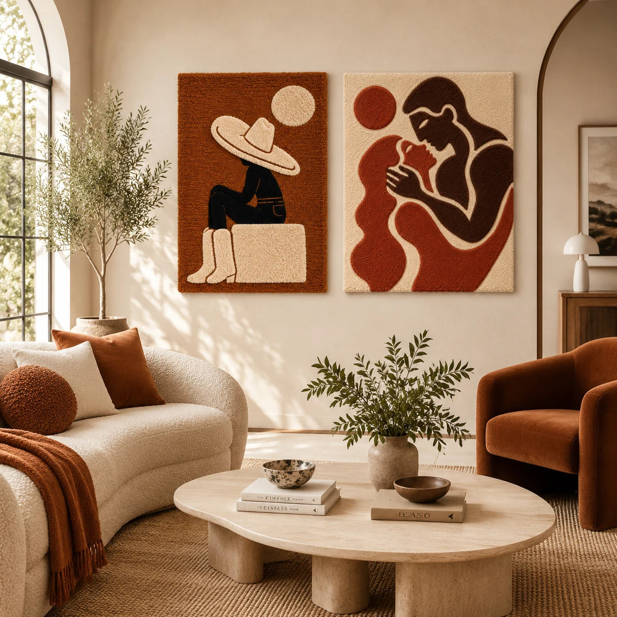 Cowboy Moon Rest × The Terracotta Kiss paired wool wall art in a styled room — Terracotta Quiet Moments