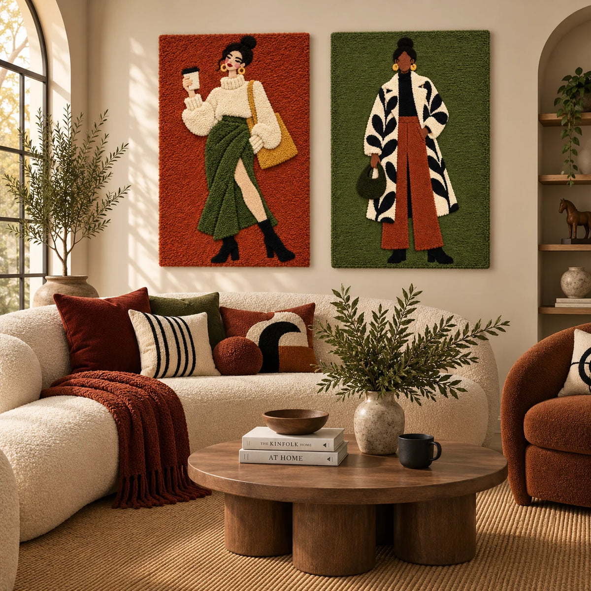 Coffee on a Rust Morning × Olive Leaf Atelier paired wool wall art in a styled room — Olive Rust Walk