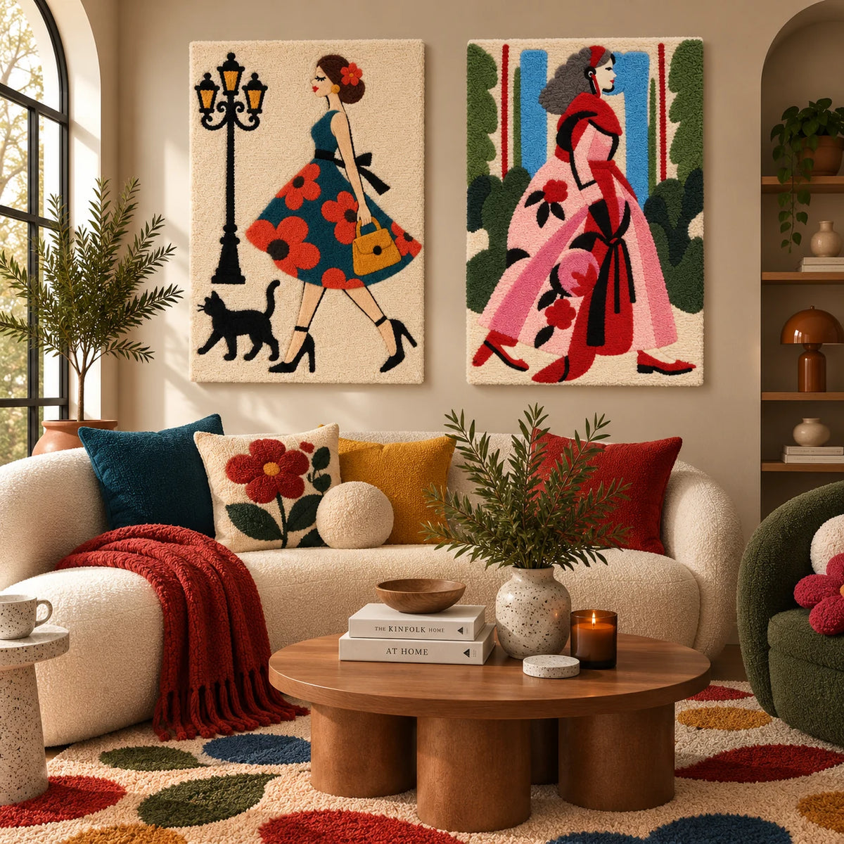 Poppy Promenade × The Rose-Colored Stroll paired wool wall art in a styled room — Garden City Strolls