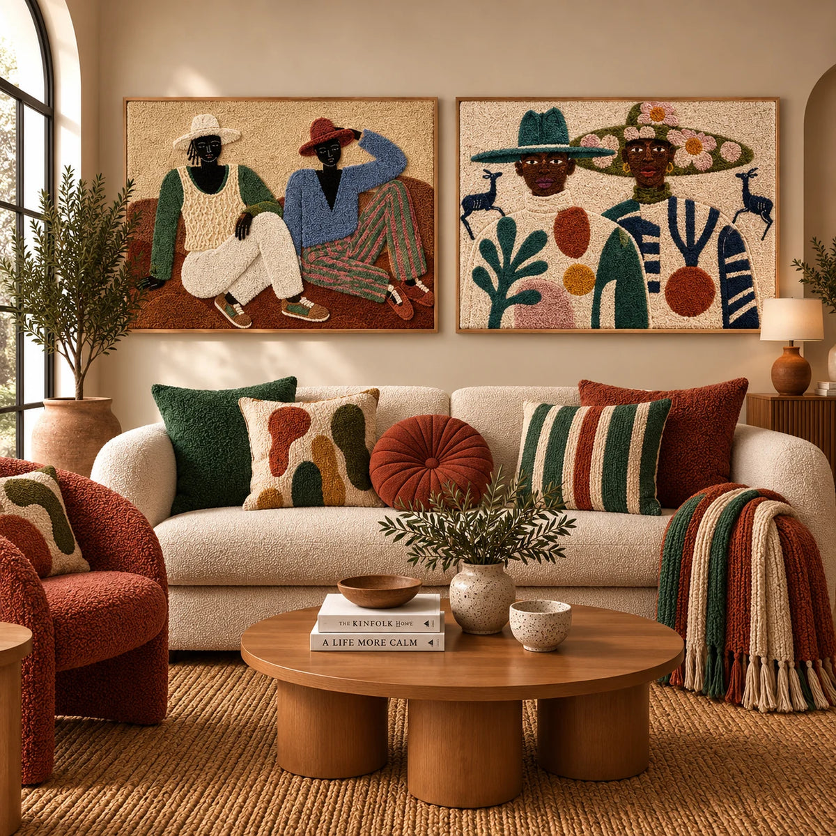 Afterglow Inlet × Harvest Hat Duo paired wool wall art in a styled room — Harvest Company