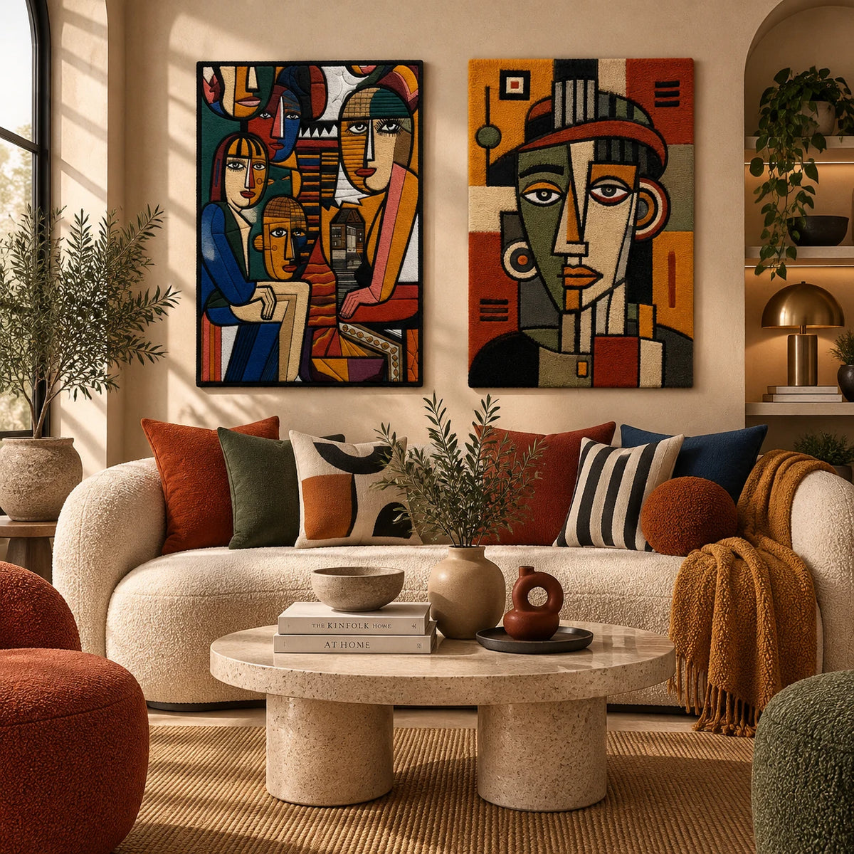 Ochre City Faces × Ochre Modernist Muse paired wool wall art in a styled room — Ochre City Voices