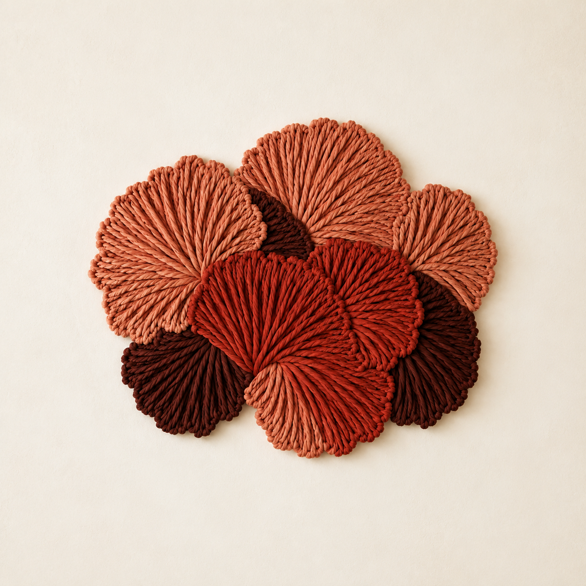 Hewn Earth Ember Bloom Cluster wall art featuring vibrant, abstract floral design in warm tones on a neutral background.
