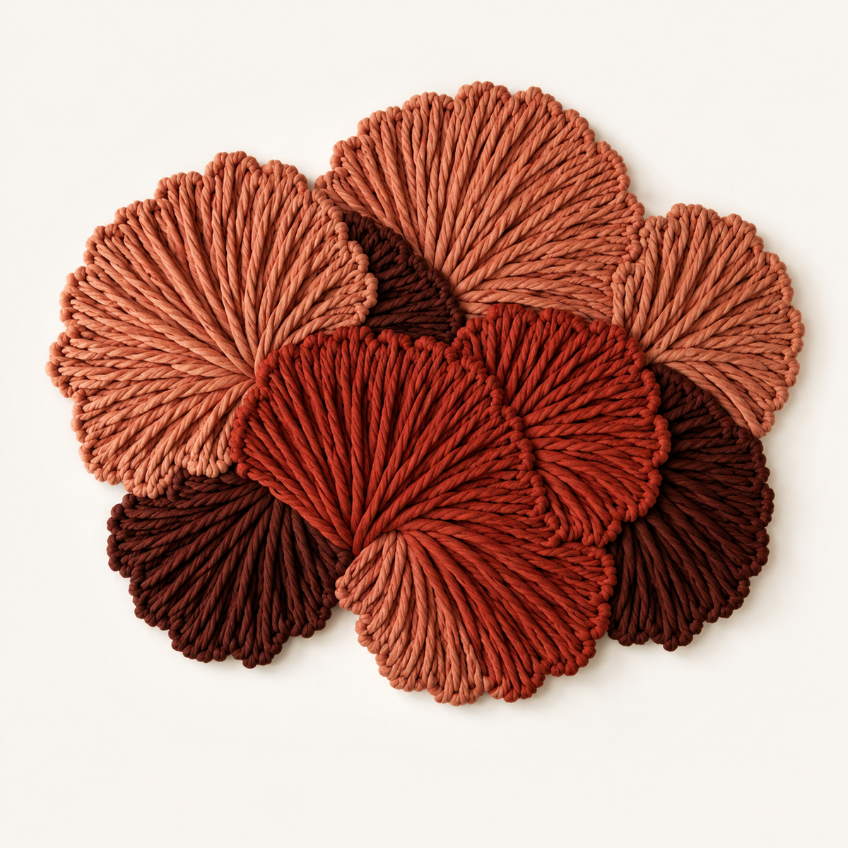 Hewn Earth Ember Bloom Cluster wall art featuring vibrant, abstract floral designs on a textured background.