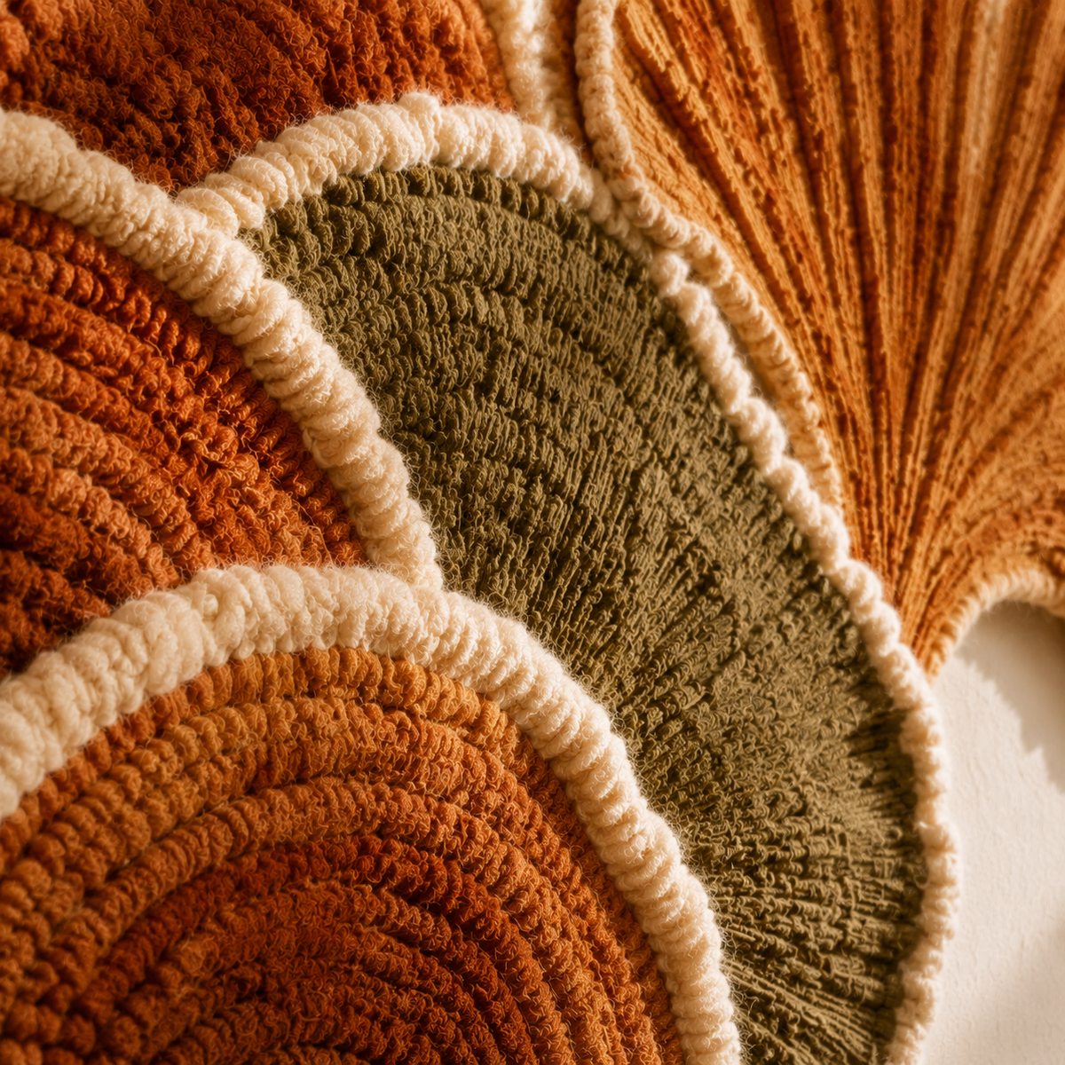 Rust-colored fan leaves wall art by Hewn Earth, featuring detailed leaf designs on a textured background.