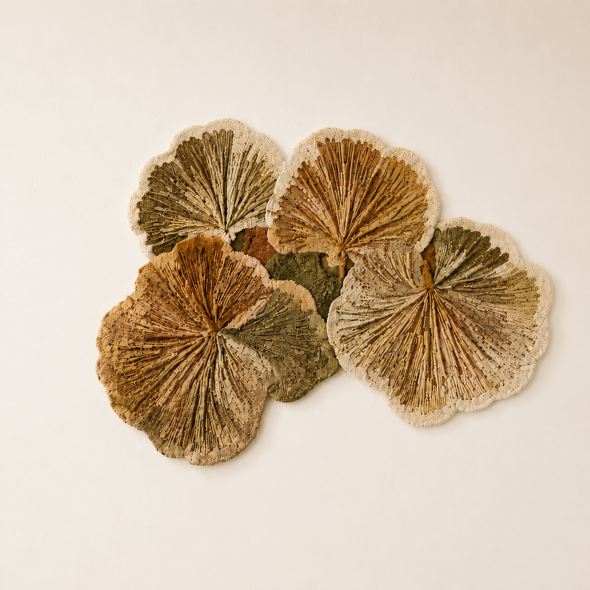 Hewn Earth Autumn Ginkgo Cluster wall art featuring vibrant ginkgo leaves in warm autumn colors, decorative botanical wall decor.