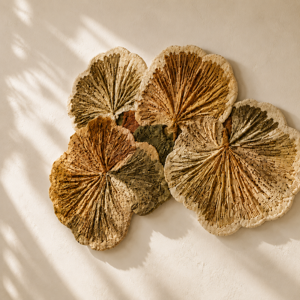 Autumn Ginkgo Cluster wall art by Hewn Earth featuring vibrant ginkgo leaves in warm autumn tones.