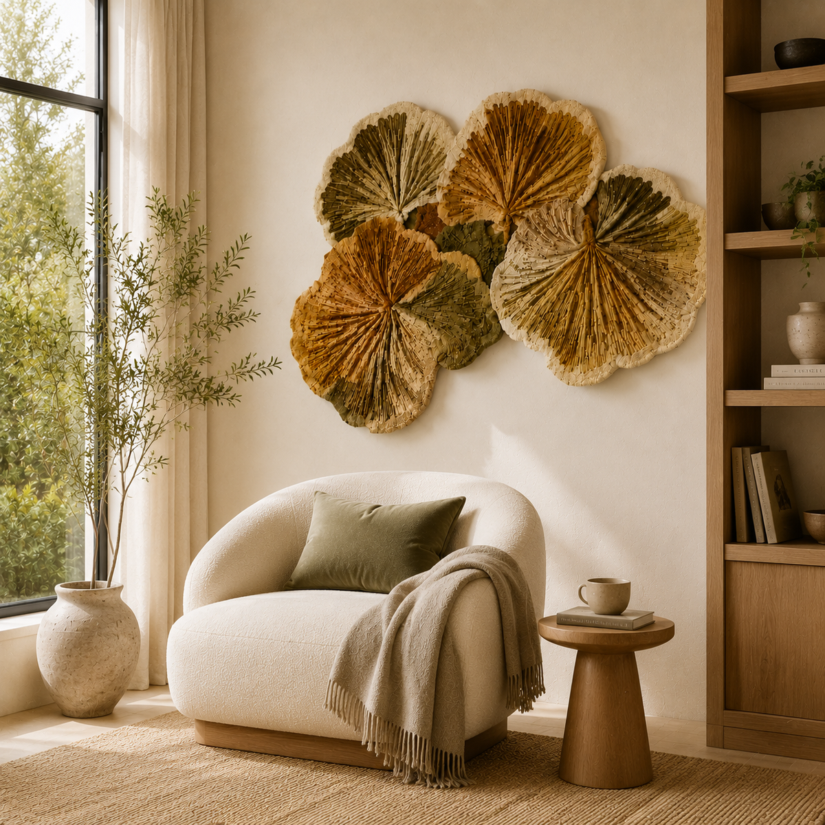 Autumn Ginkgo Cluster wall art by Hewn Earth, featuring a vibrant ginkgo leaf design in warm autumn tones.