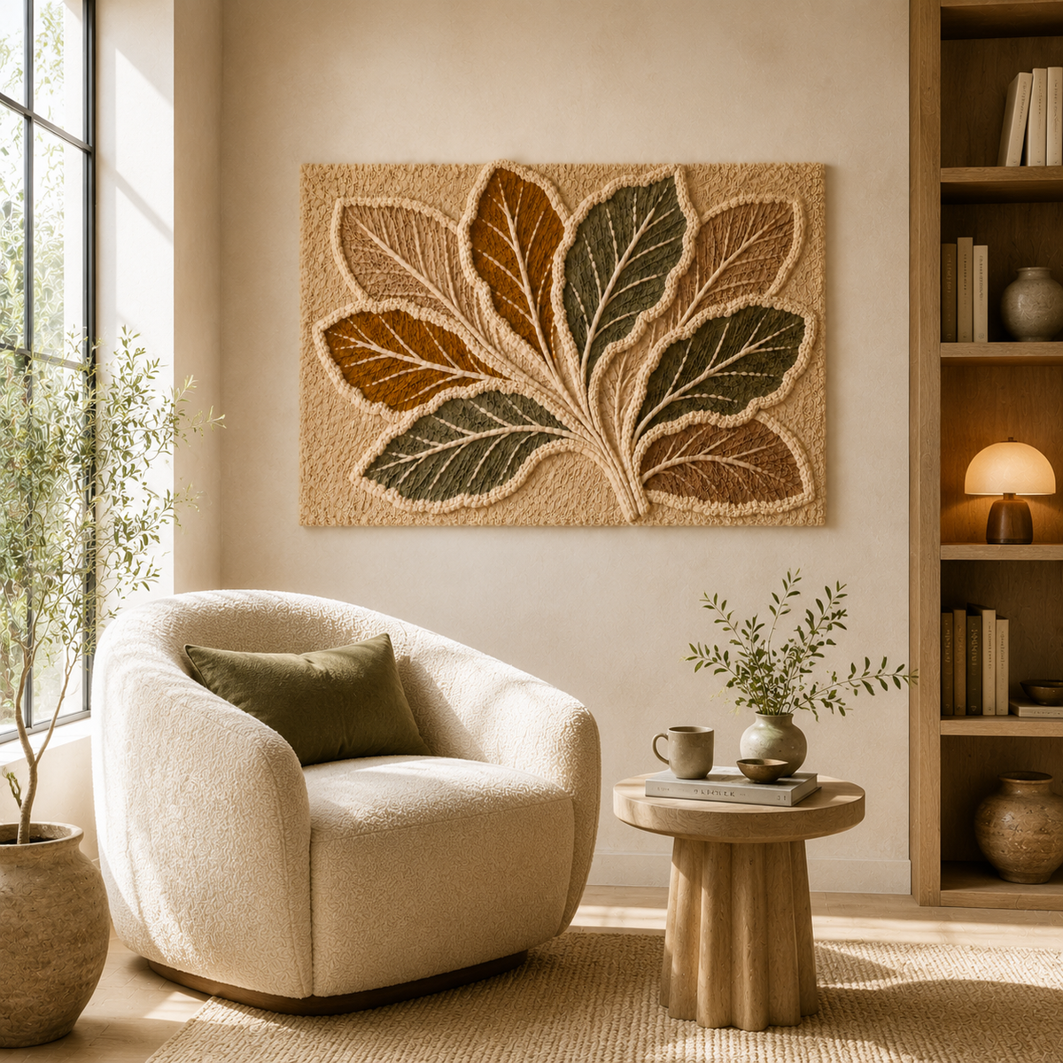 Sage leaf wall art by Hewn Earth featuring detailed, natural illustrations of sage leaves on a neutral background.