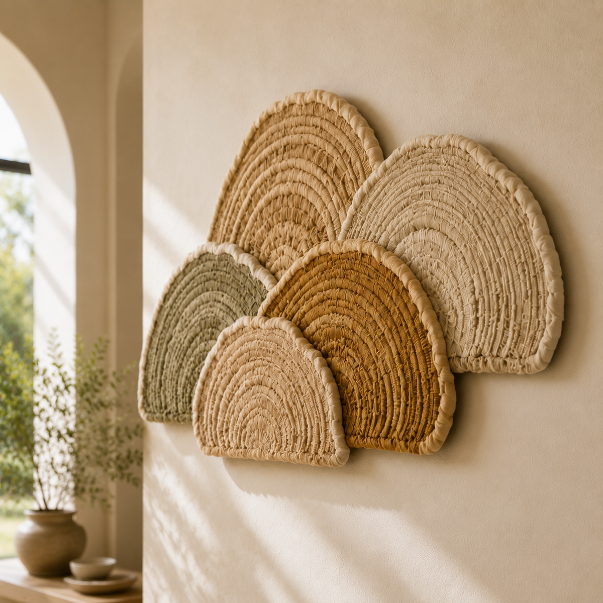 Hewn Earth Sandstone Arches wall art, featuring natural sandstone formations on a wall, emphasizing earthy tones and rugged textures.