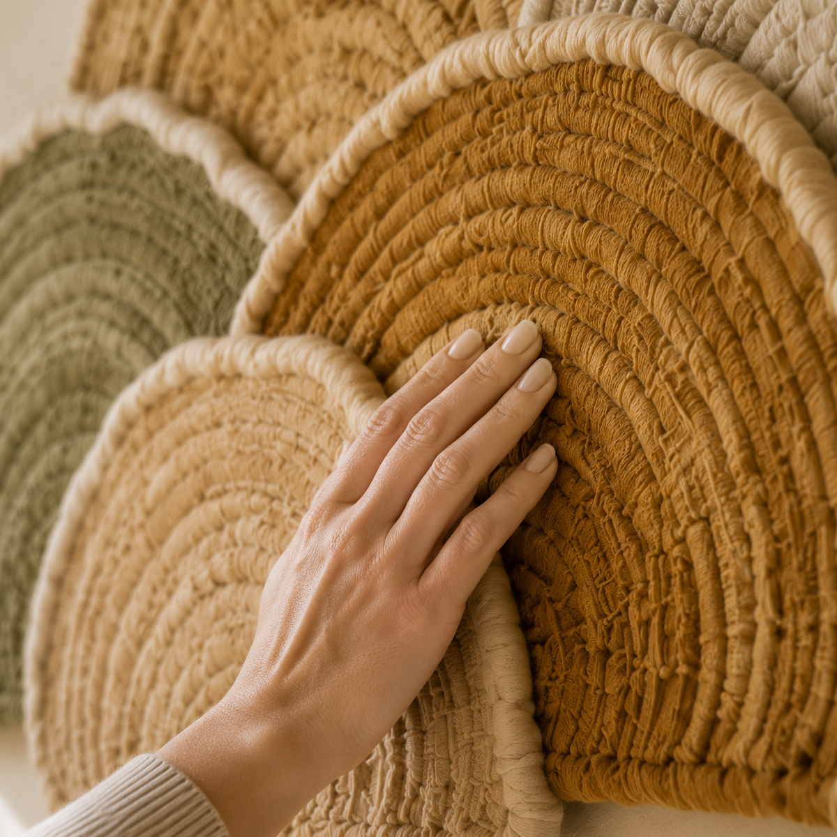 Hewn Earth Sandstone Arches wall art, natural sandstone-colored rock formations on a neutral background, decorative wall decor.