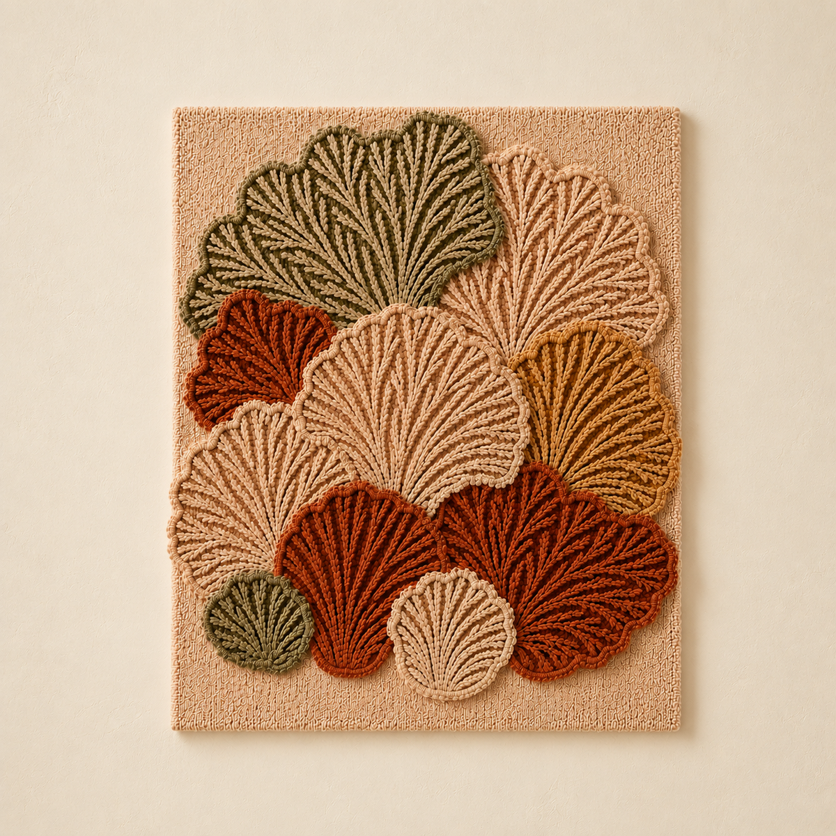 Colorful Ginkgo Mosaic wall art by Hewn Earth featuring vibrant leaf patterns on a textured surface.