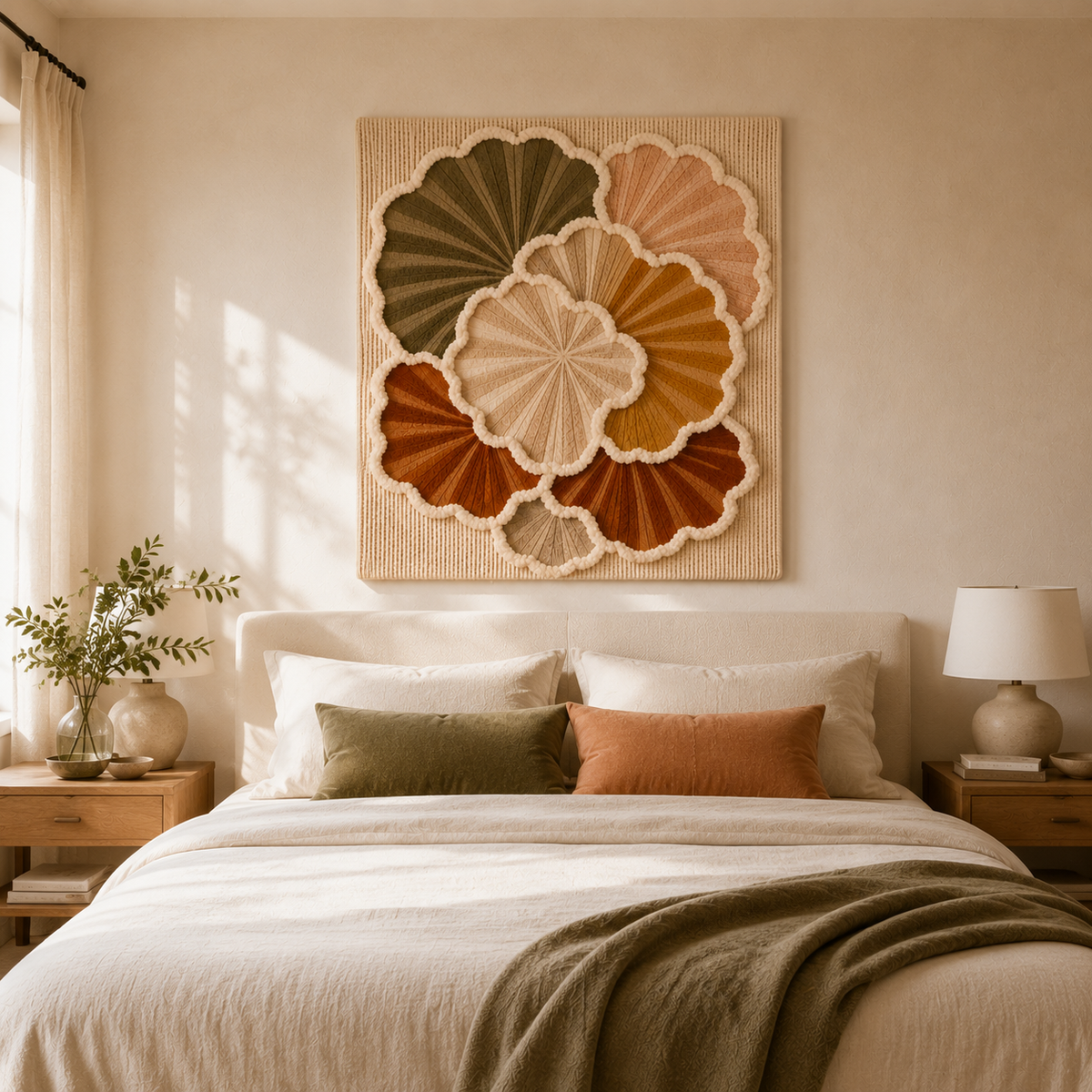 Hewn Earth Petal Rosette wall art featuring a detailed, textured floral design, ideal for modern home decor.