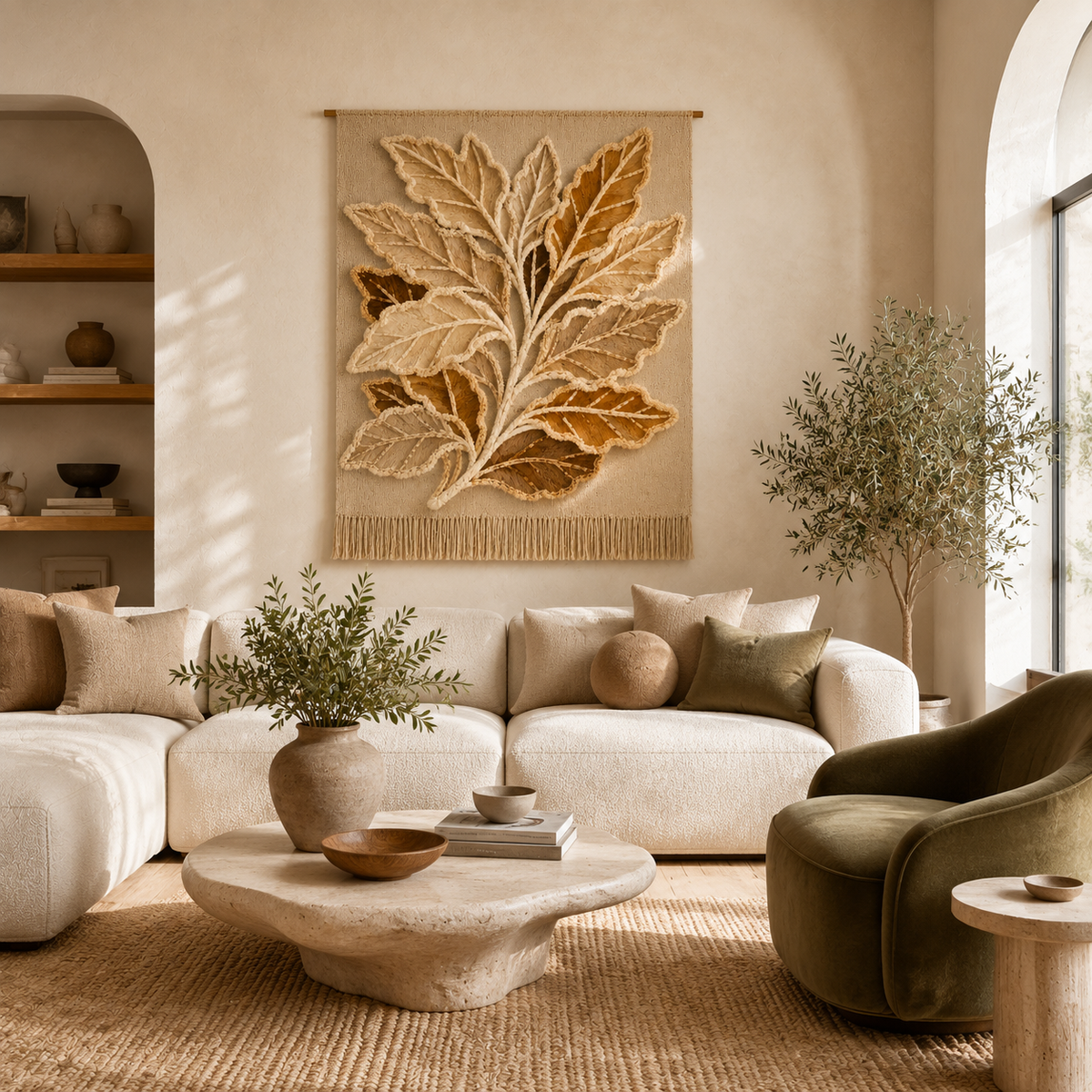 Sepia-toned wall art featuring a branch design by Hewn Earth, showcasing natural, artistic wall decor for interior spaces.