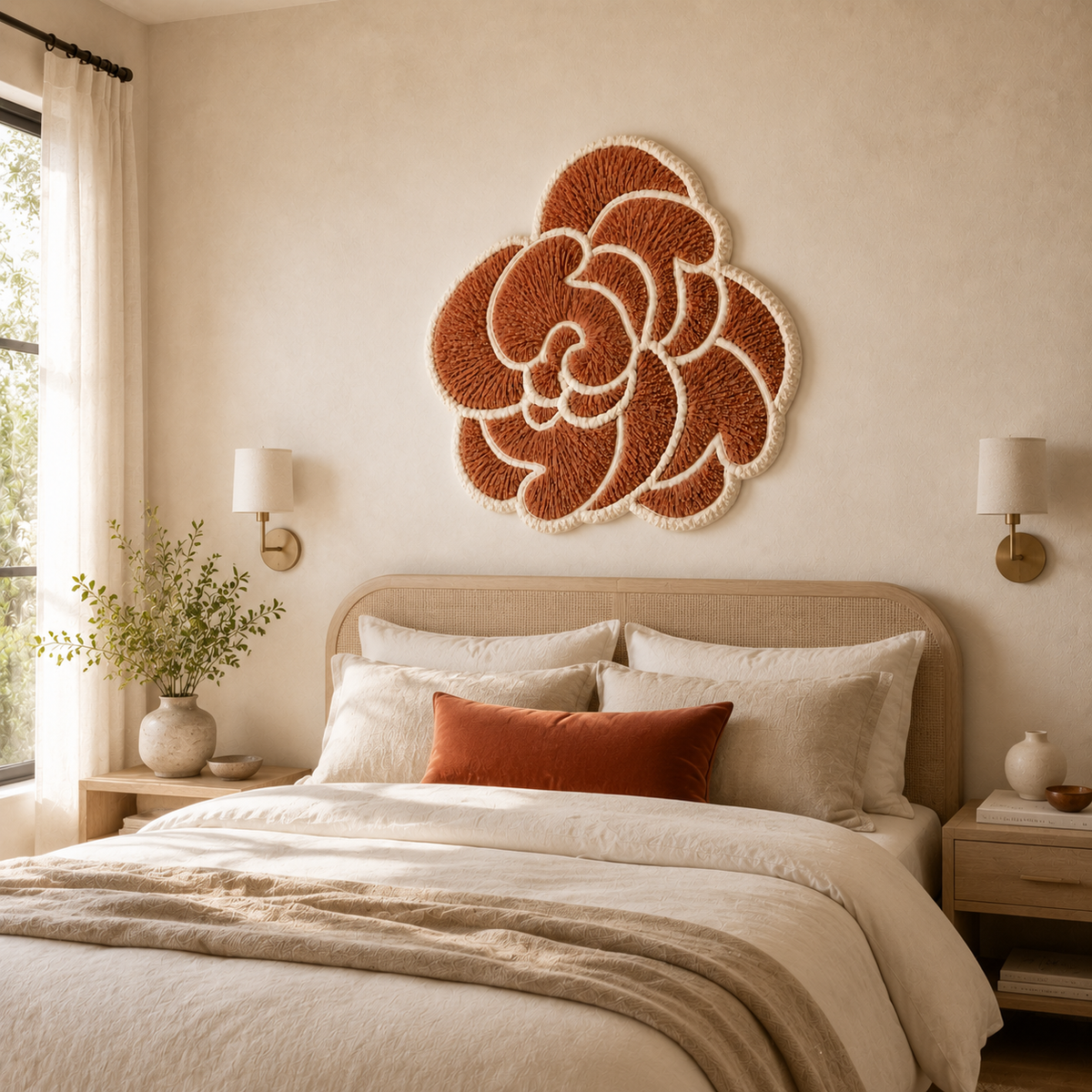 Decorative spiral rose wall art by Hewn Earth, featuring intricate metal design in a modern, artistic style.
