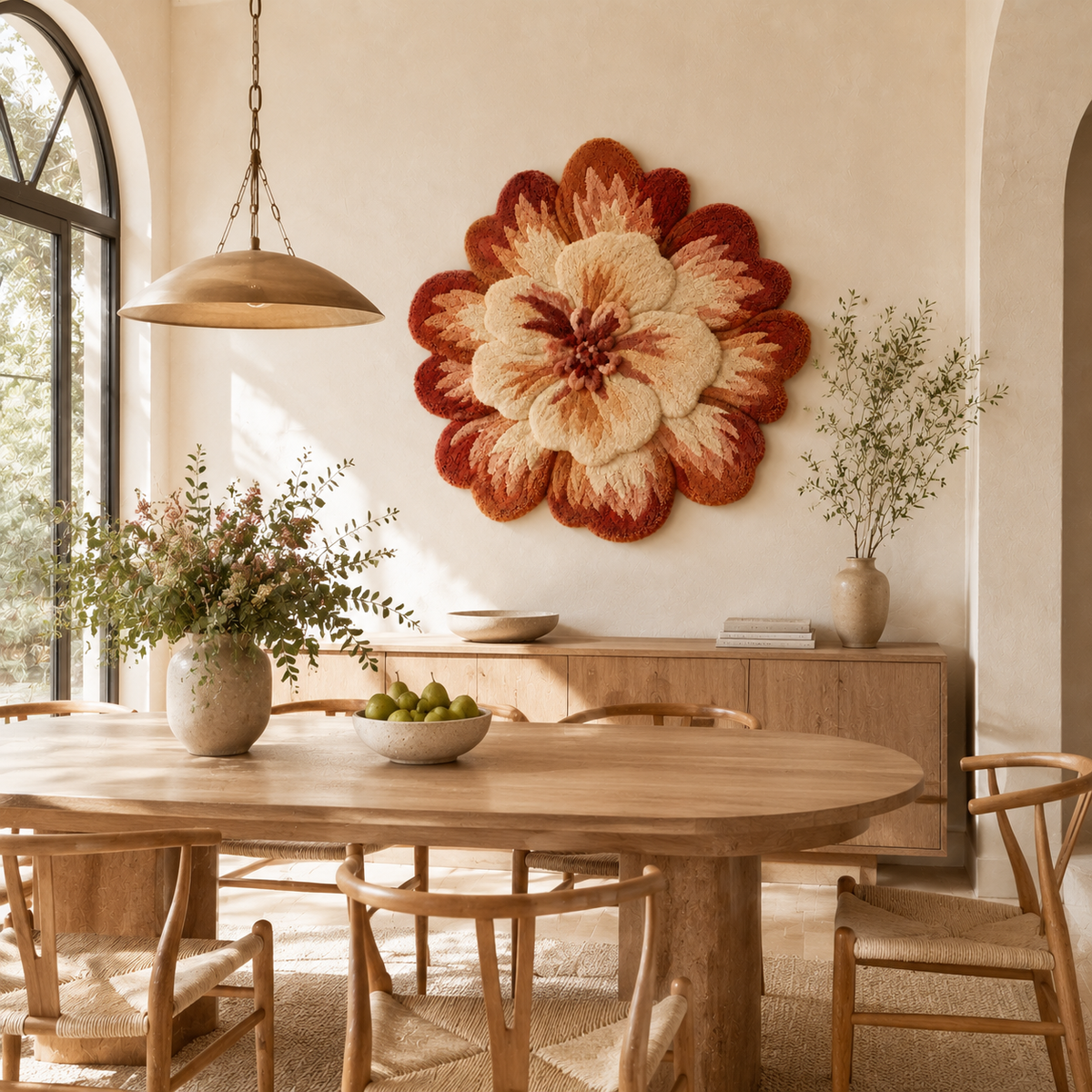 Layered rose bloom wall art by Hewn Earth featuring a detailed, textured rose design on a neutral background.
