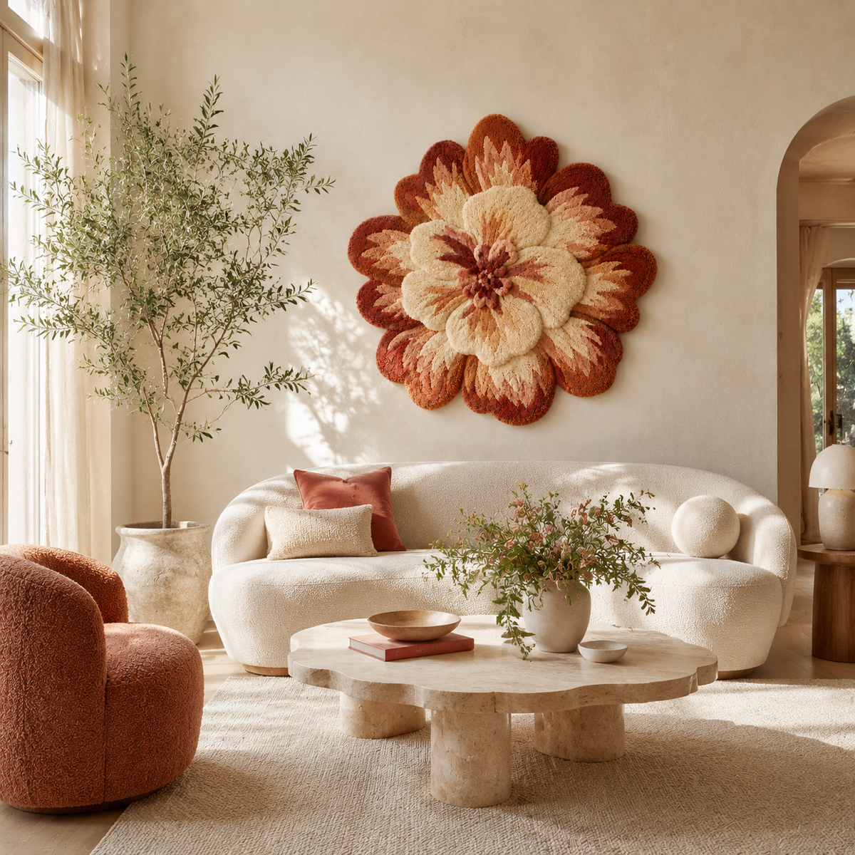 Layered rose bloom wall art by Hewn Earth featuring a detailed, multi-layered floral design for home decor.