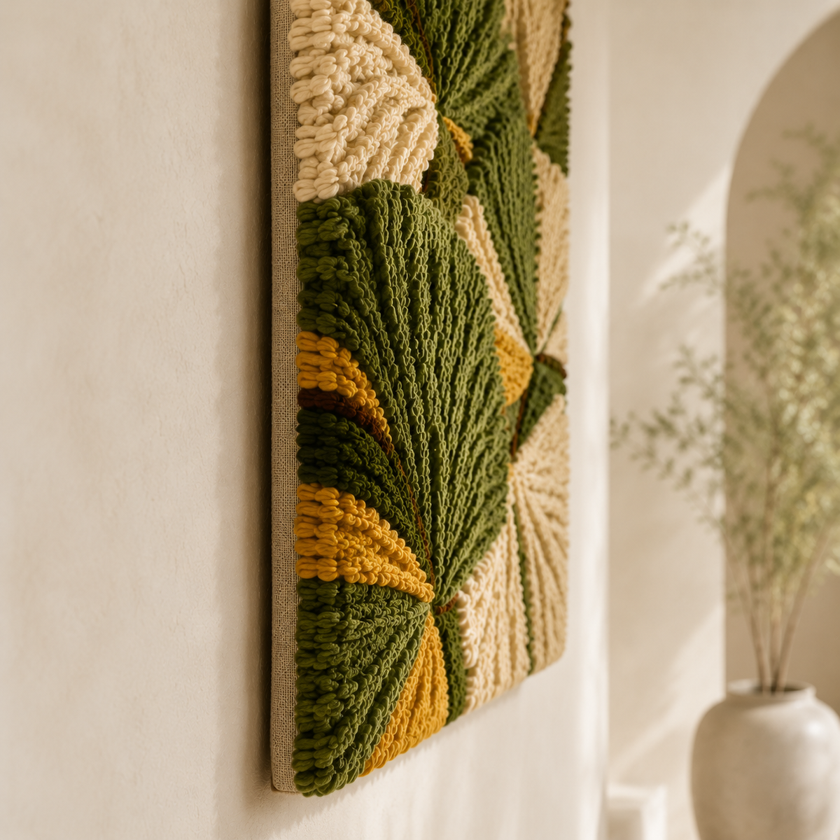 Hewn Earth Botanical Leaves wall art, natural botanical print featuring green leaves on a neutral background.