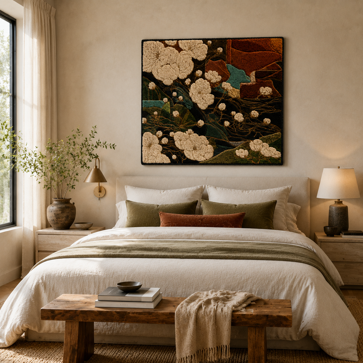 Hewn Earth Botanical Leaves wall art featuring detailed green leaves on a neutral background, perfect for natural home decor.