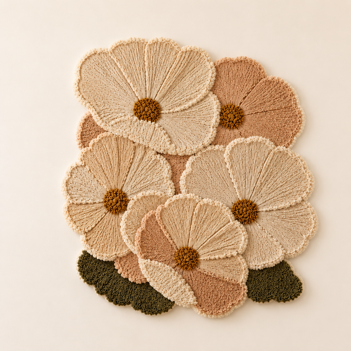 Cream cosmos cluster wall art by Hewn Earth, featuring a delicate floral design on a neutral background.
