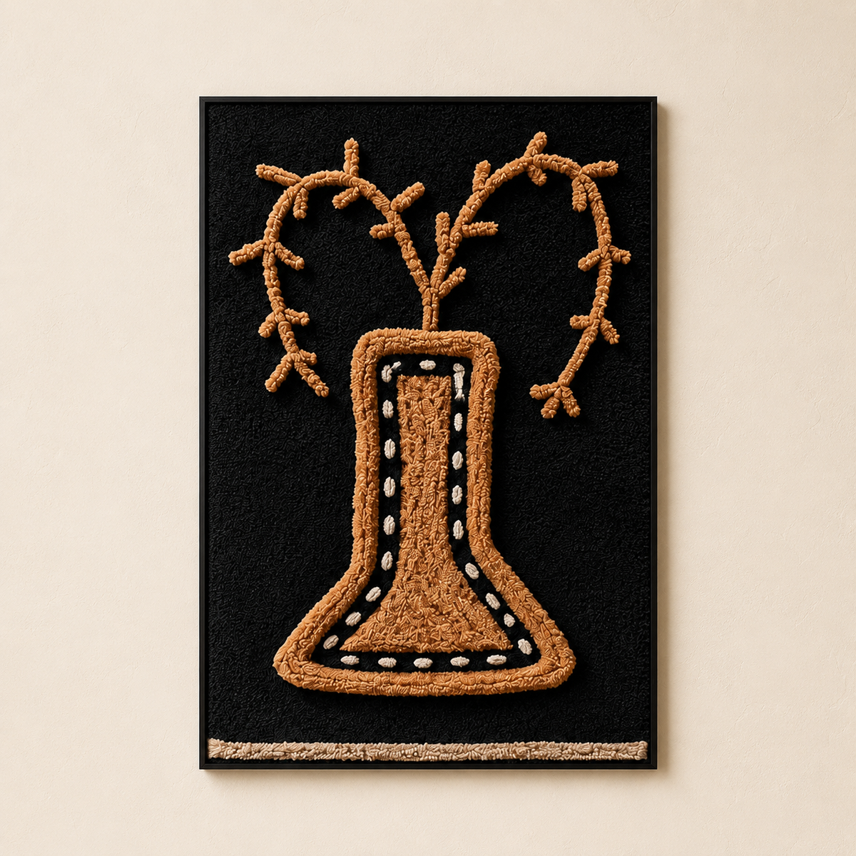 Hewn Earth Folk Vase Silhouette wall art featuring a minimalist vase design on a neutral background.