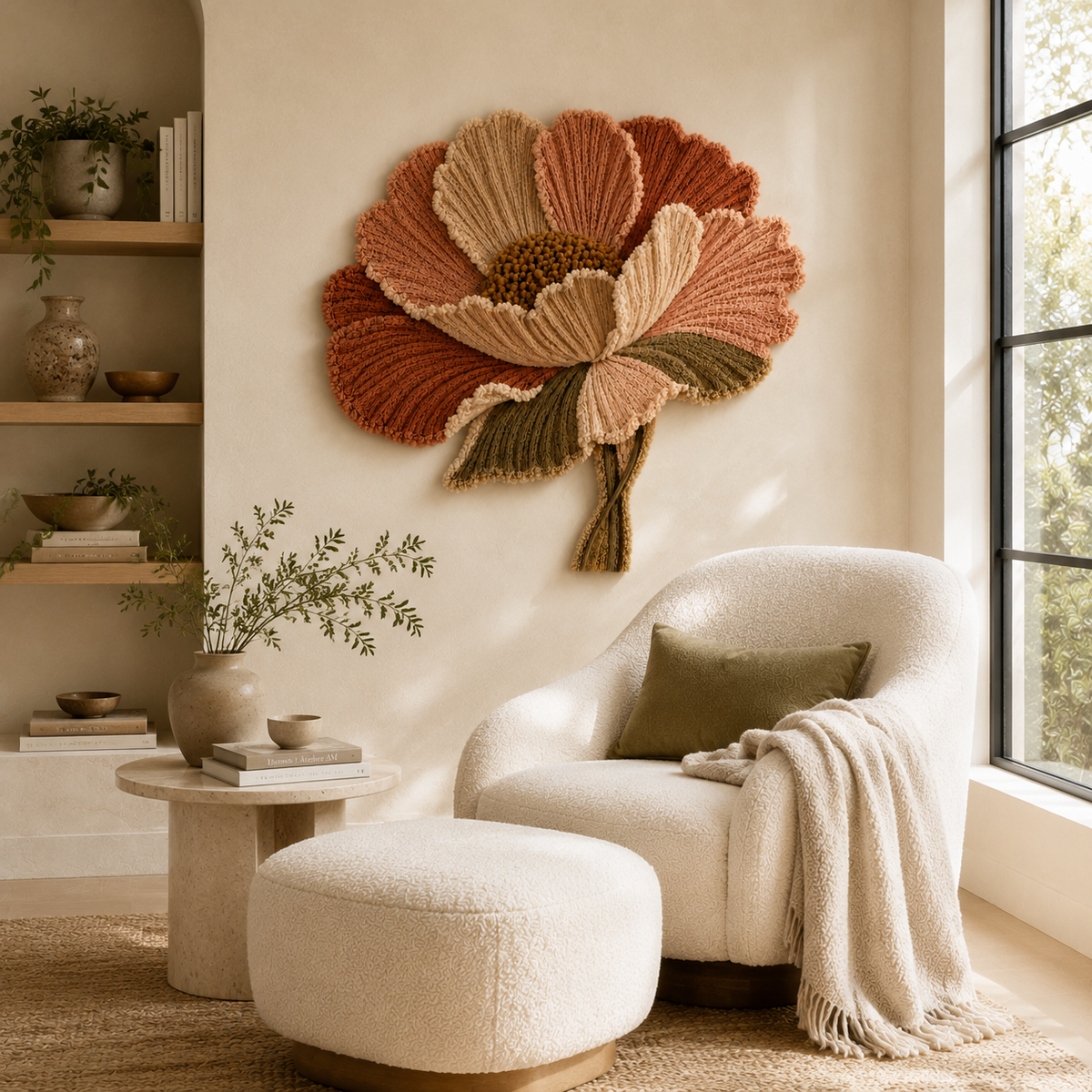 Hewn Earth Anemone Bloom wall art featuring vibrant watercolor floral design on a white background