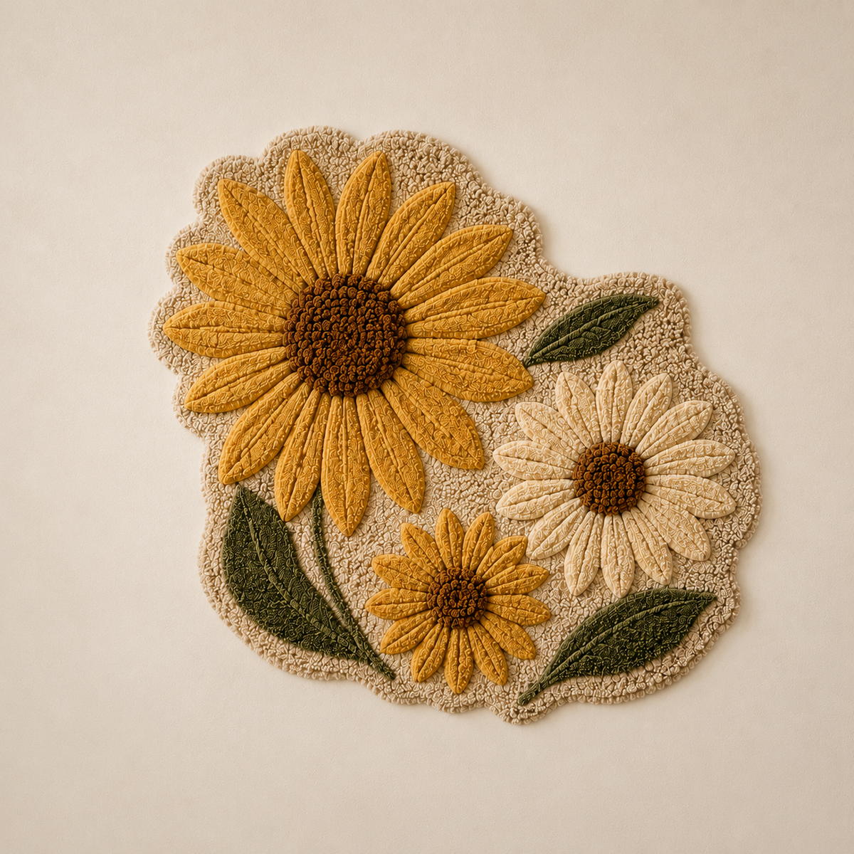 Hewn Earth Sunflower wall art featuring a vibrant yellow sunflower on a textured background, decorative home decor piece.