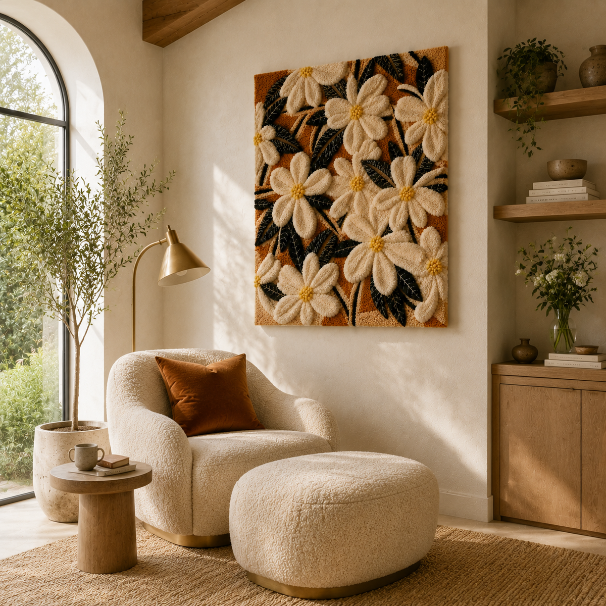 Hewn Earth Wildflower Nocturne wall art featuring a serene nocturnal floral scene, suitable for modern home decor.