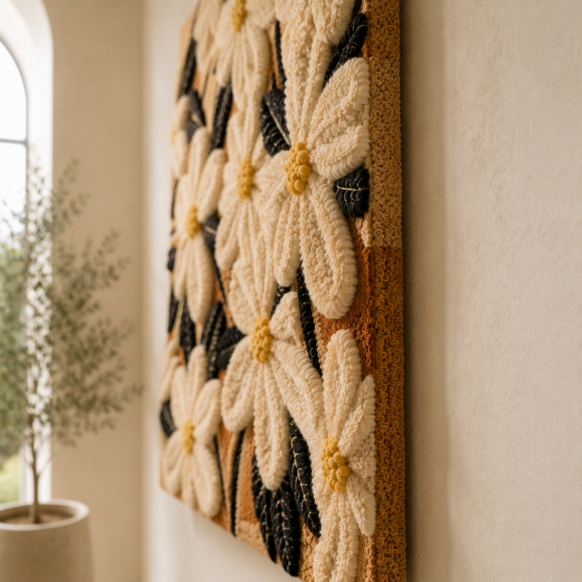 Hewn Earth Wildflower Nocturne wall art, abstract floral design in soft colors on canvas for home decor.