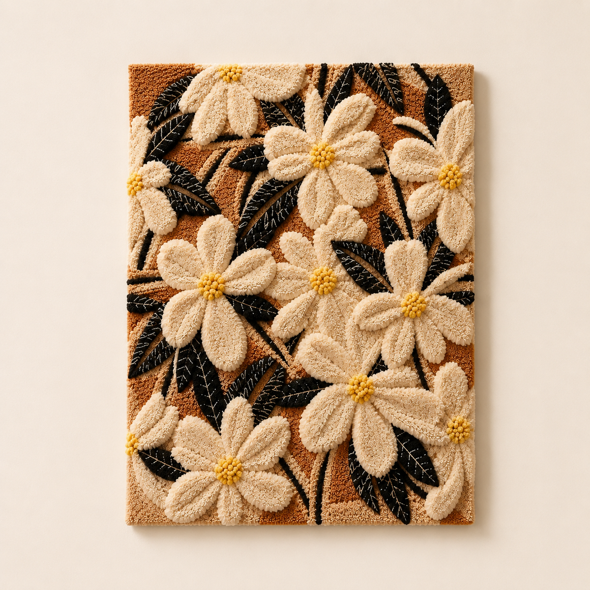 Hewn Earth Wildflower Nocturne wall art, botanical illustration with vibrant wildflowers on a dark background, nature-inspired decor.