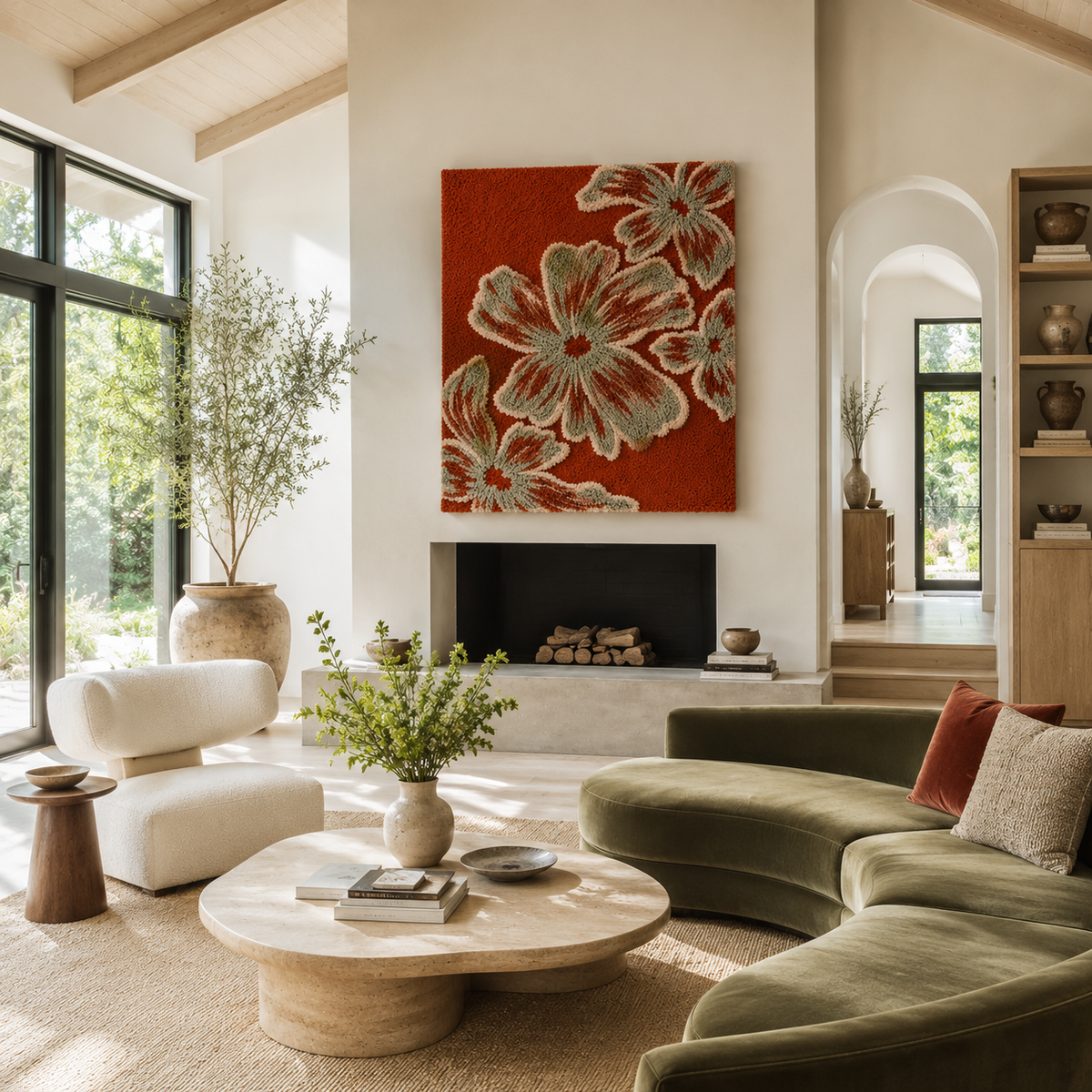 Sage Cosmos wall art by Hewn Earth featuring abstract sage green and earthy tones on a textured canvas.
