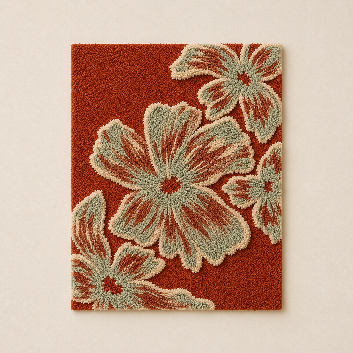 Sage Cosmos wall art by Hewn Earth showing abstract swirling sage green and beige patterns on textured canvas.