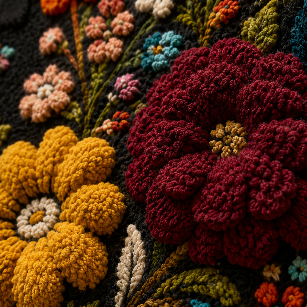 Hewn Earth Folk Floral Bouquet wall art featuring colorful folk-inspired floral design on a neutral background.