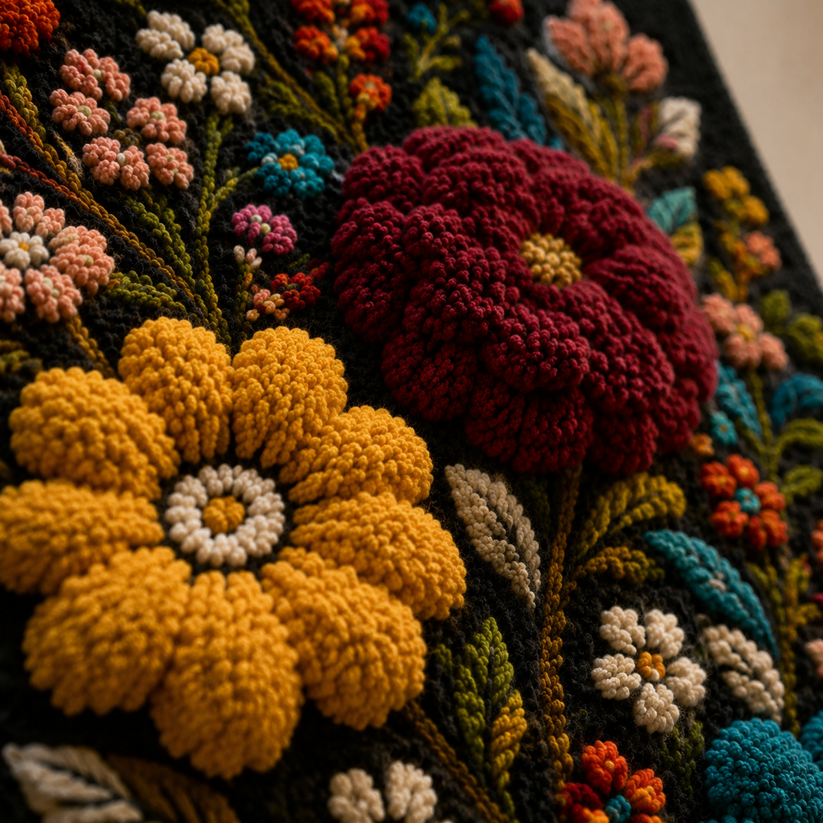 Hewn Earth Folk Floral Bouquet wall art featuring colorful folk-inspired floral design on a neutral background.