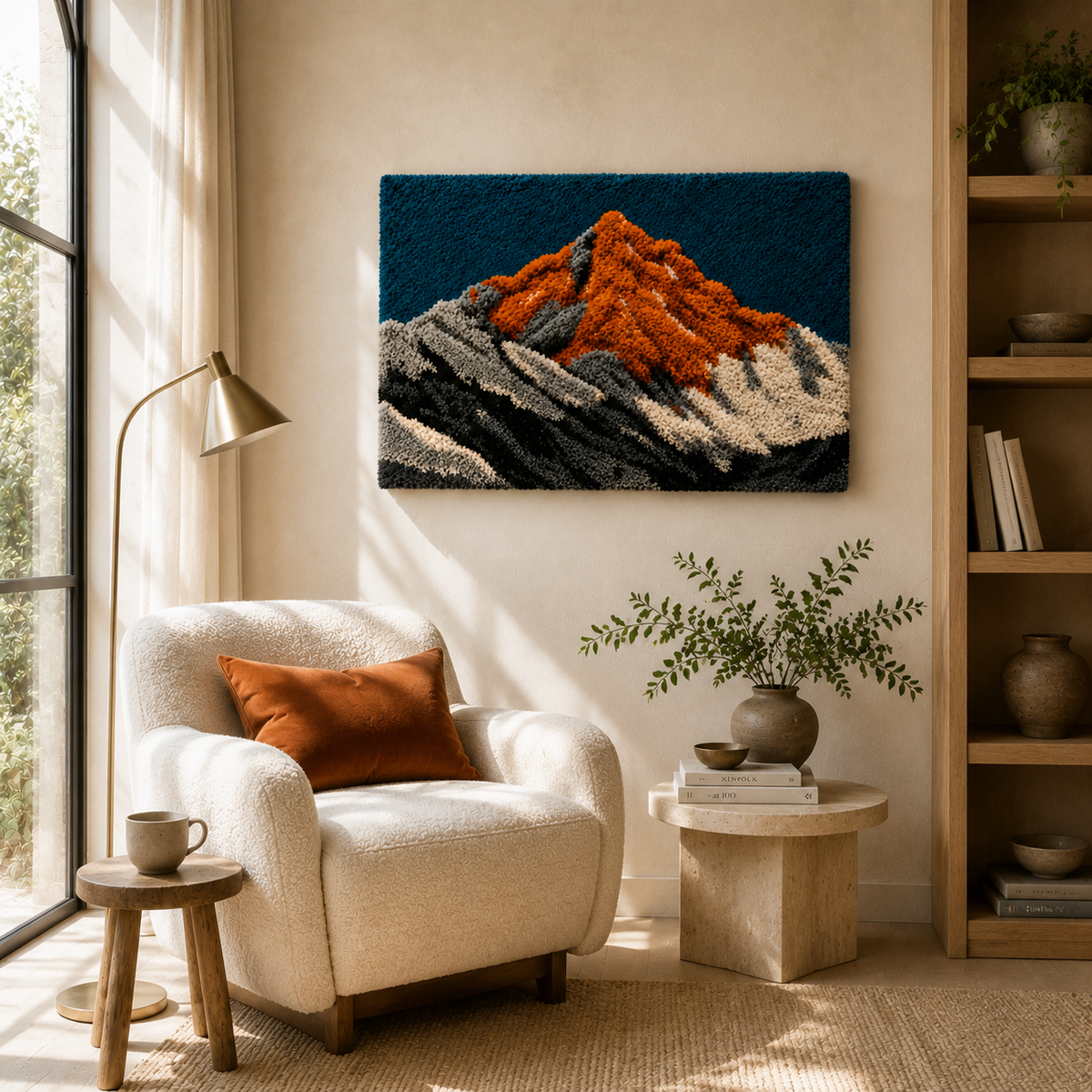 Hewn Earth Mountain Peak wall art artwork featuring a scenic mountain landscape in earthy tones, perfect for wall decor.