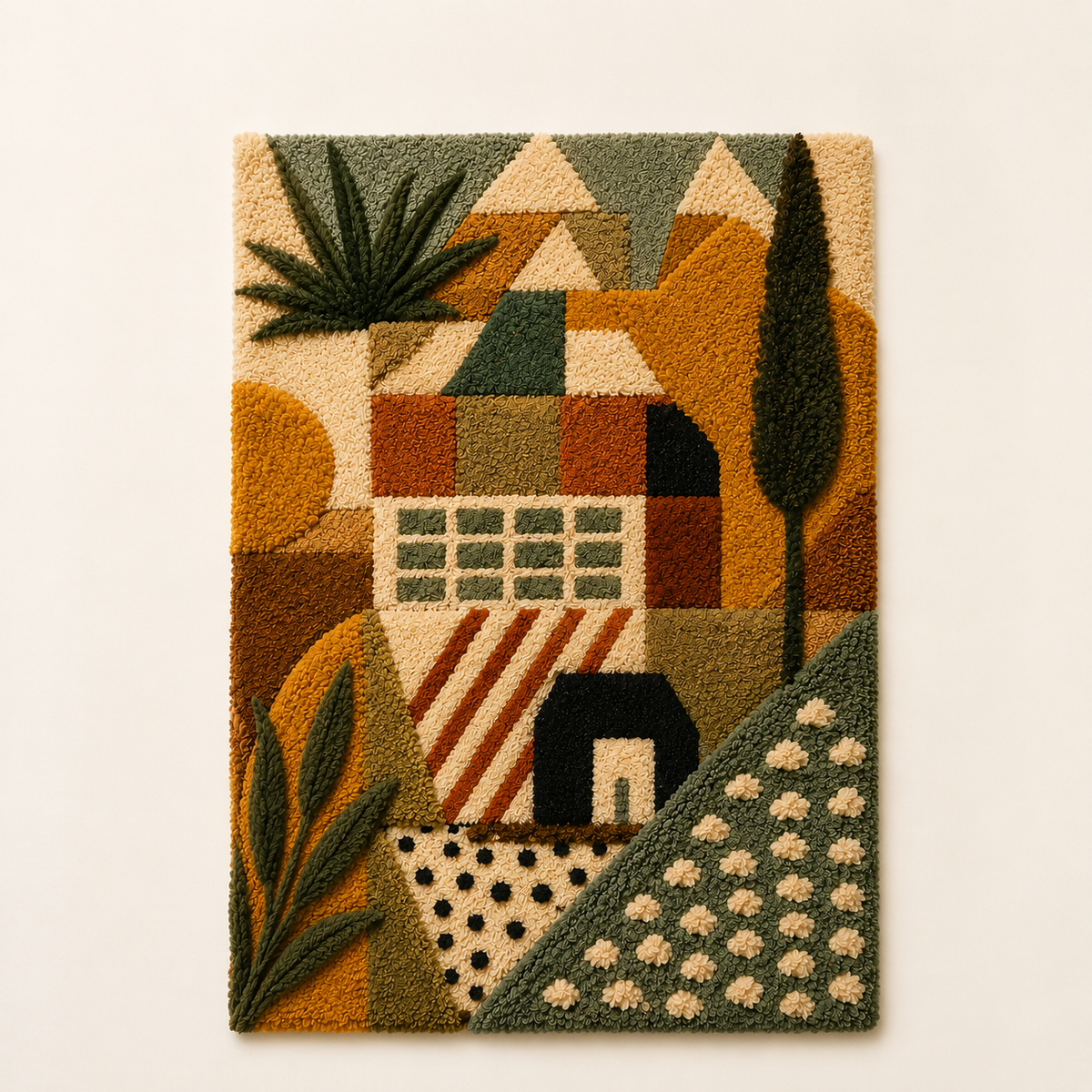 Hewn Earth Tuscan Village wall art, scenic landscape painting with warm tones, ideal for rustic or Mediterranean-inspired decor.