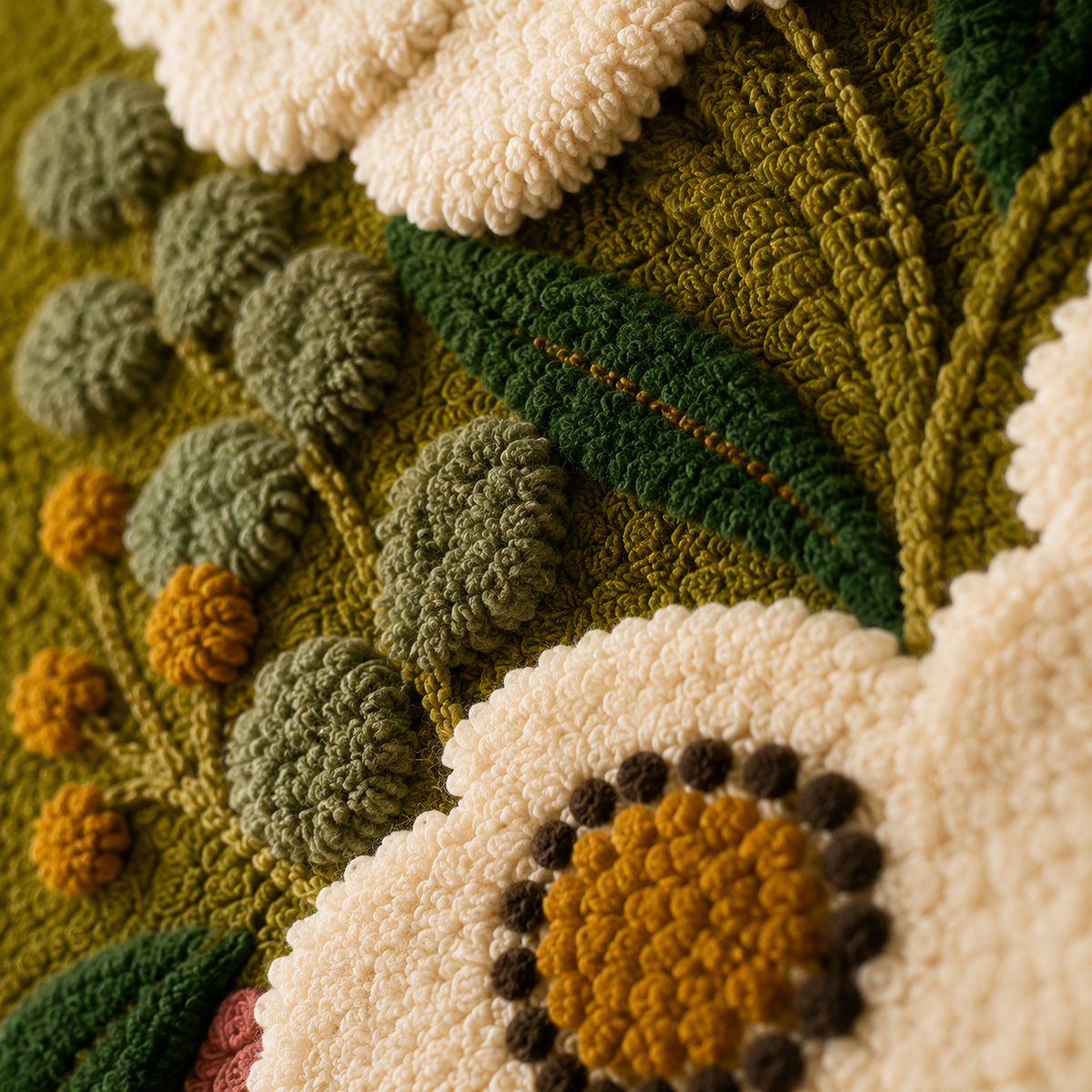 Cream flowers in a folk-style vase wall art by Hewn Earth, featuring a detailed floral display in a decorative vase.