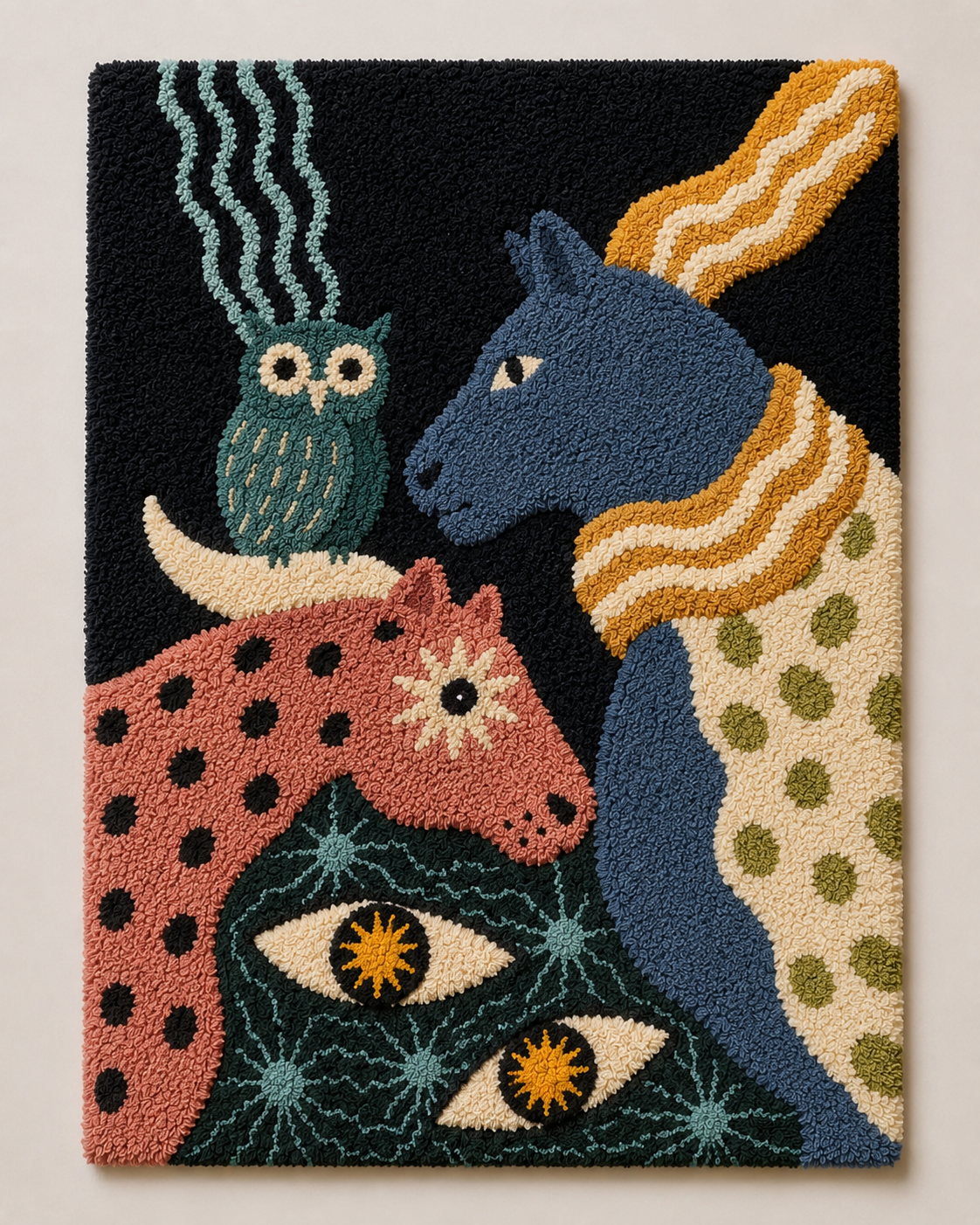 Hewn Earth Folk Mystical Animals wall art print featuring detailed illustrations of mythical creatures on a neutral background