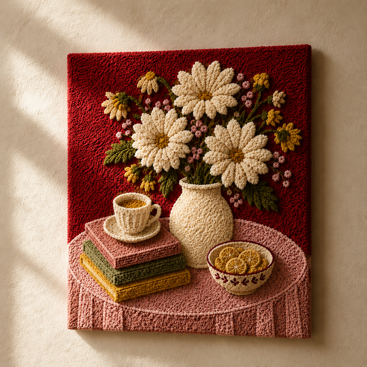 Hewn Earth Daisy Still Life wall art print featuring a detailed floral design on a neutral background.