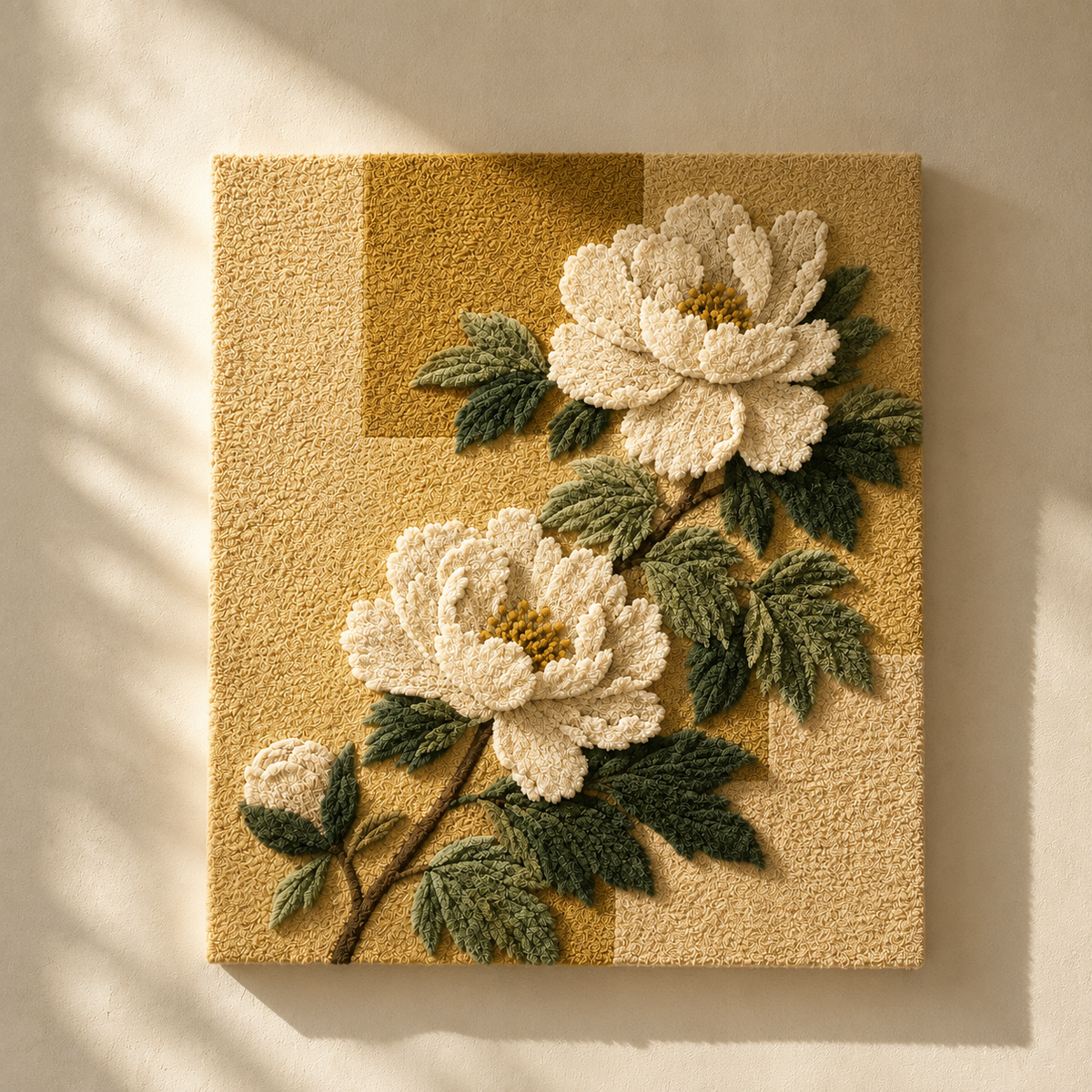 Cream peonies wall art by Hewn Earth featuring detailed botanical illustration on a neutral background.