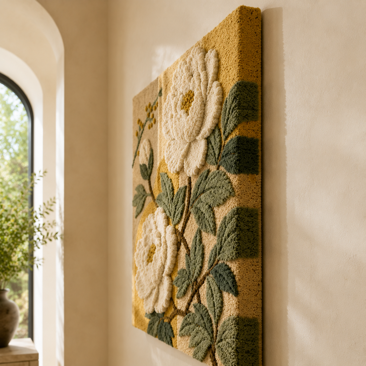Cream peonies wall art by Hewn Earth featuring a detailed illustration of blooming peonies on a neutral background.
