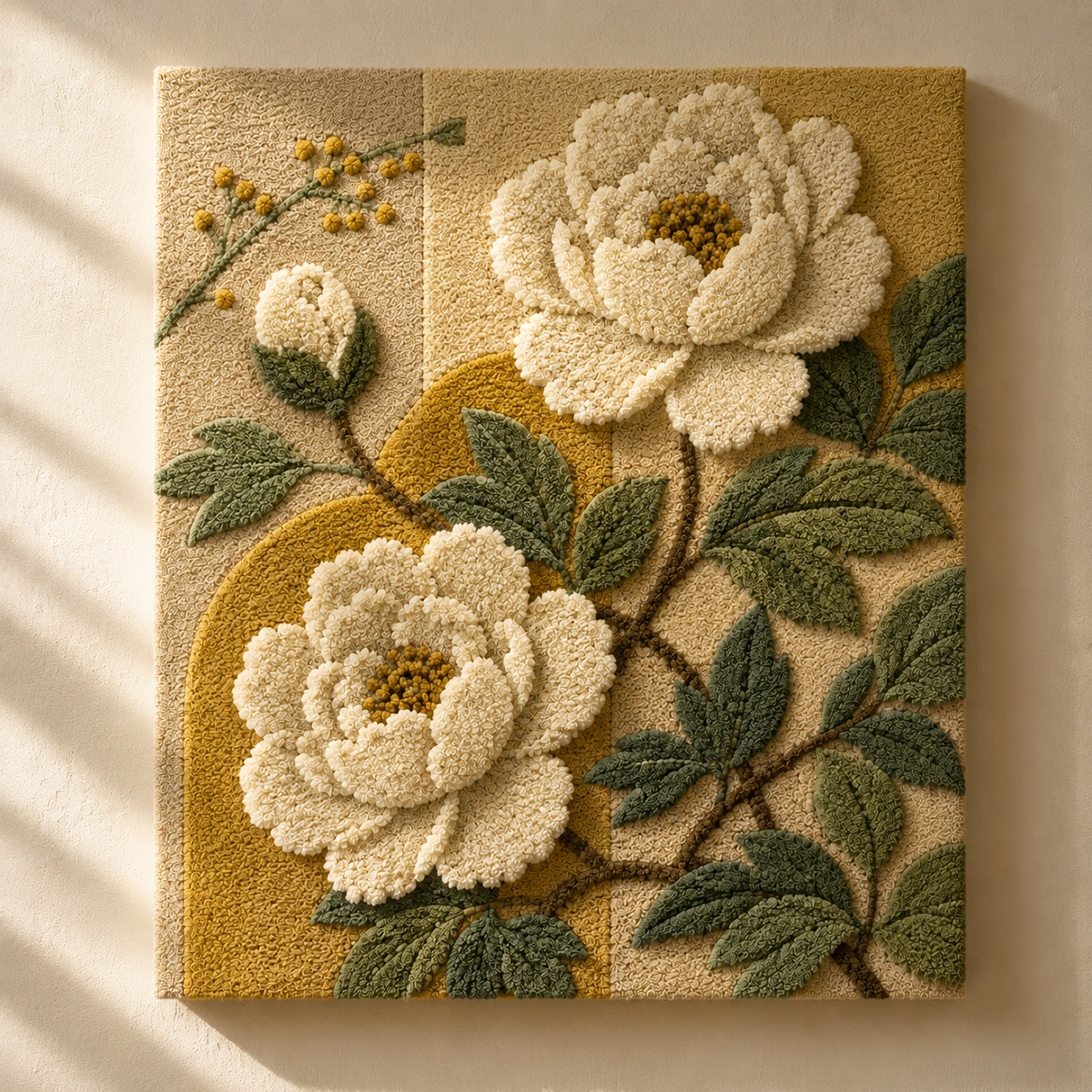 Cream peonies wall art by Hewn Earth featuring a delicate floral design on a neutral background.