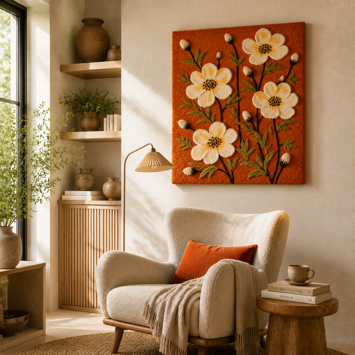 Cream Buttercups wall art by Hewn Earth, featuring a delicate floral design with cream-colored buttercup flowers on a neutral background.