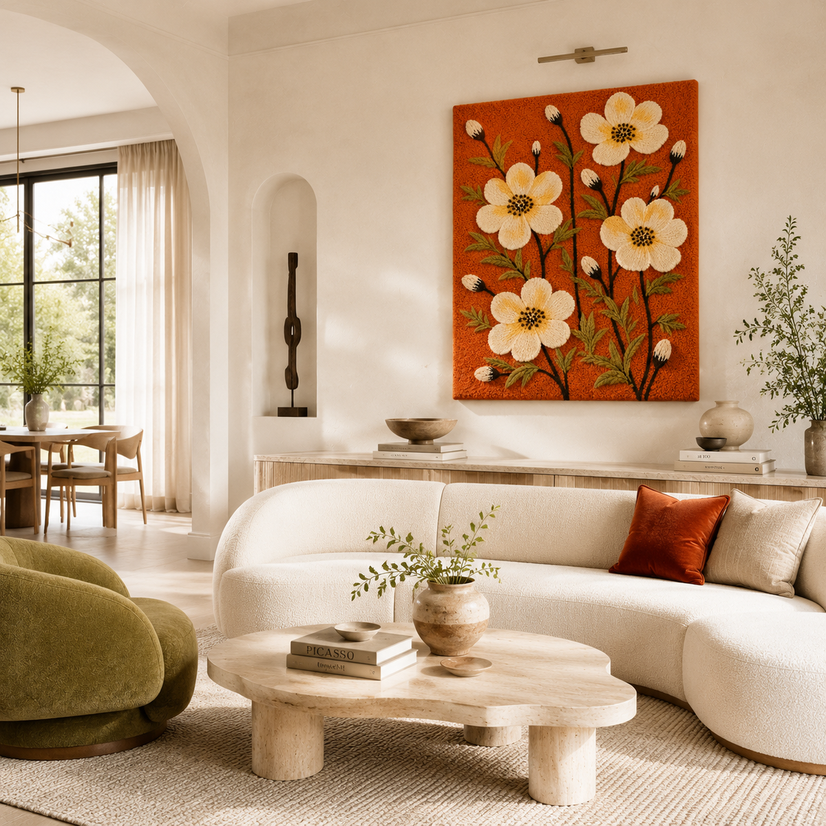 Cream Buttercups wall art by Hewn Earth featuring a soft, floral design with cream-colored buttercups against a neutral background.