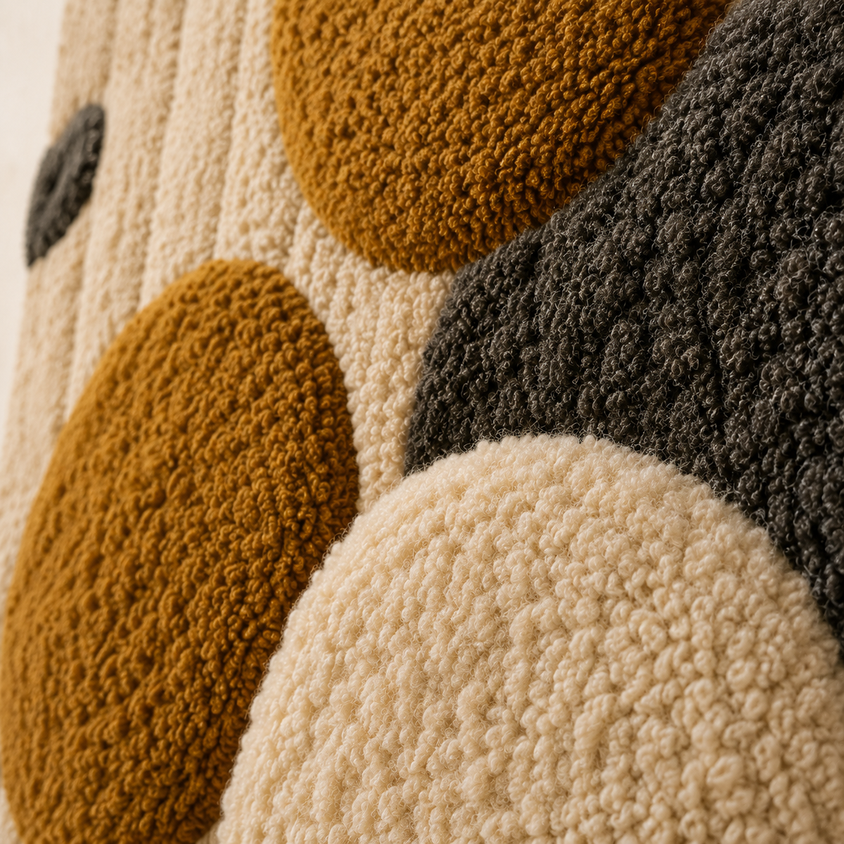 Hewn Earth Ochre Pebbles wall art featuring natural stone-like textured pebbles in warm ochre tones for modern interior decor