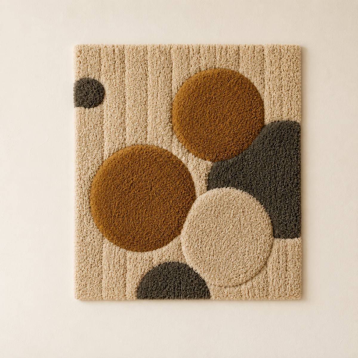 Hewn Earth Ochre Pebbles wall art featuring a textured design with warm ochre tones, ideal for modern home decor.