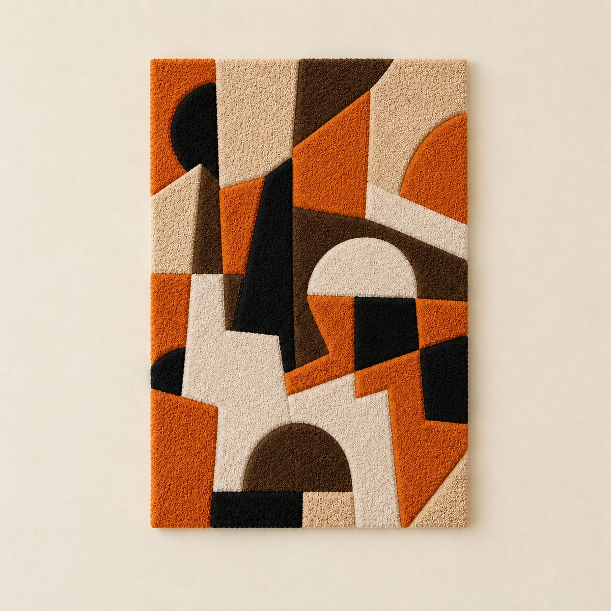 Hewn Earth Bauhaus Blocks HE-0048 wall art featuring geometric wooden blocks in natural finish arranged on a white background.